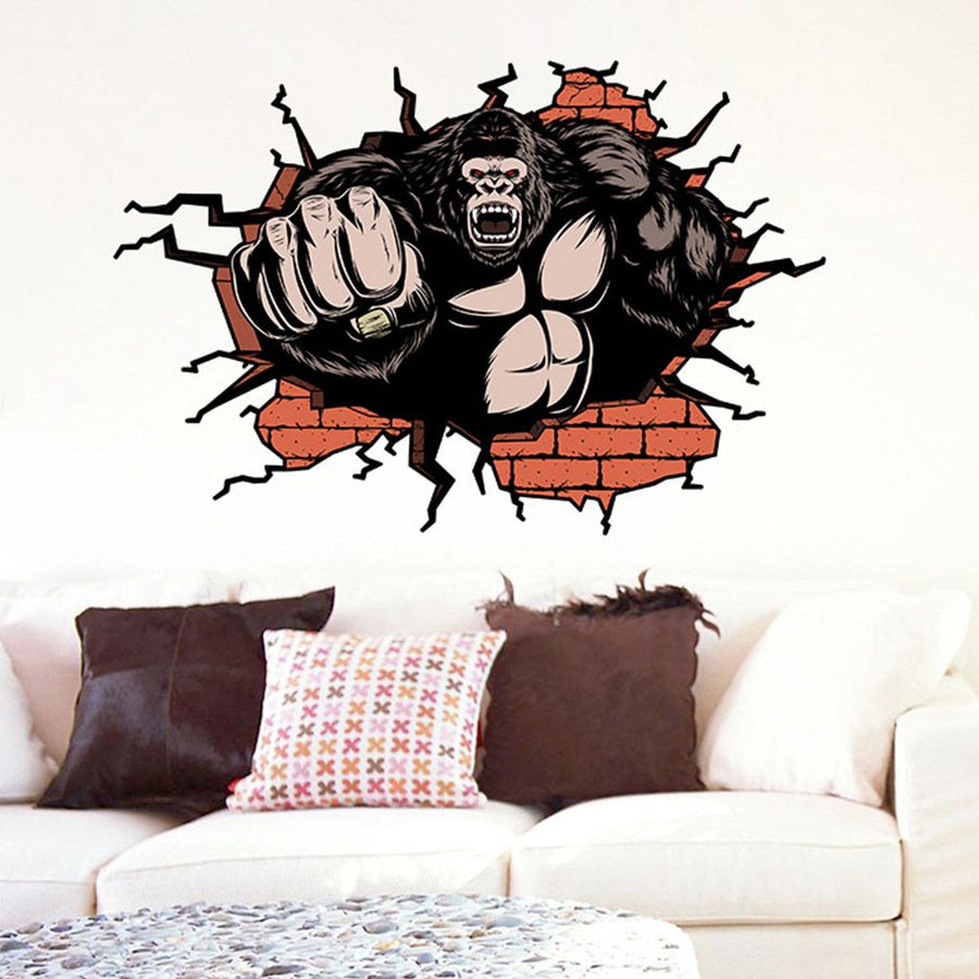 3D Stereo Chimp Wall Floor Stickers for Home Bedroom Backdrop Business Decoration
