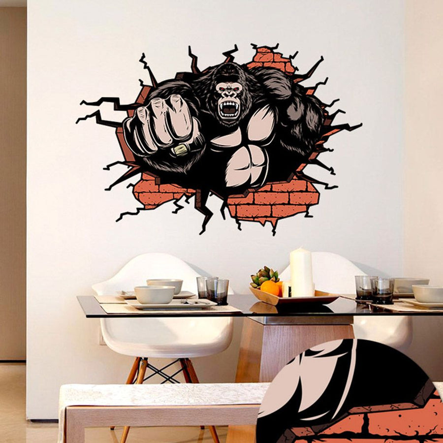 3D Stereo Chimp Wall Floor Stickers for Home Bedroom Backdrop Business Decoration