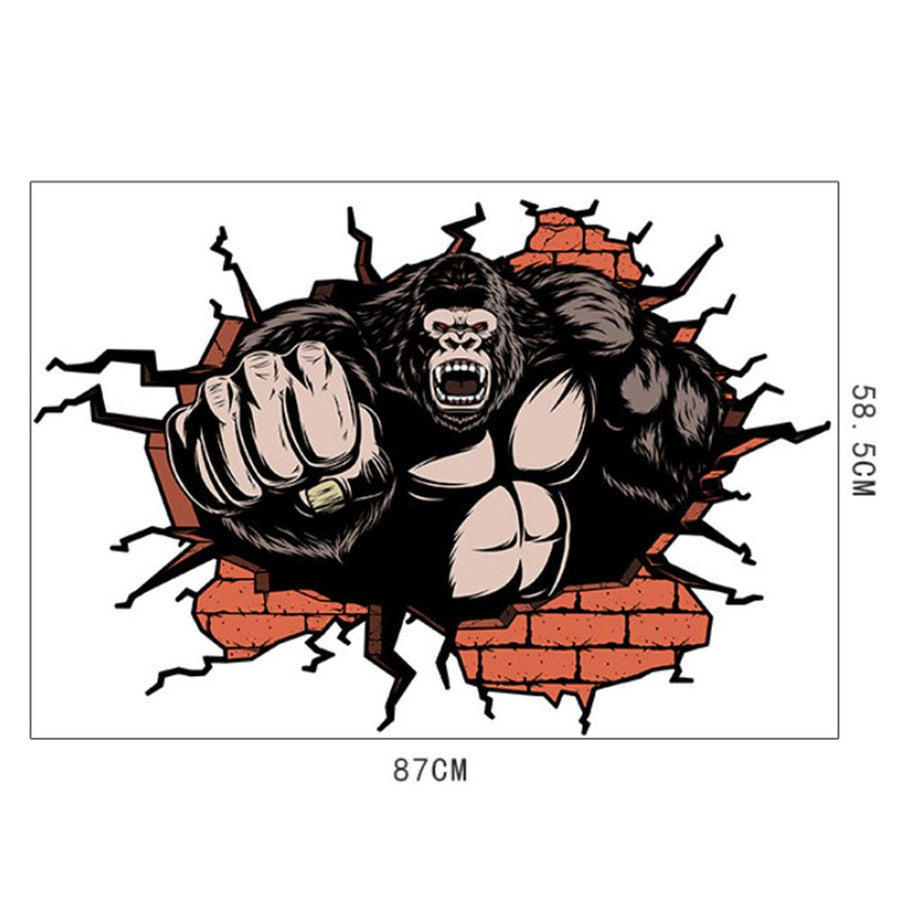 3D Stereo Chimp Wall Floor Stickers for Home Bedroom Backdrop Business Decoration