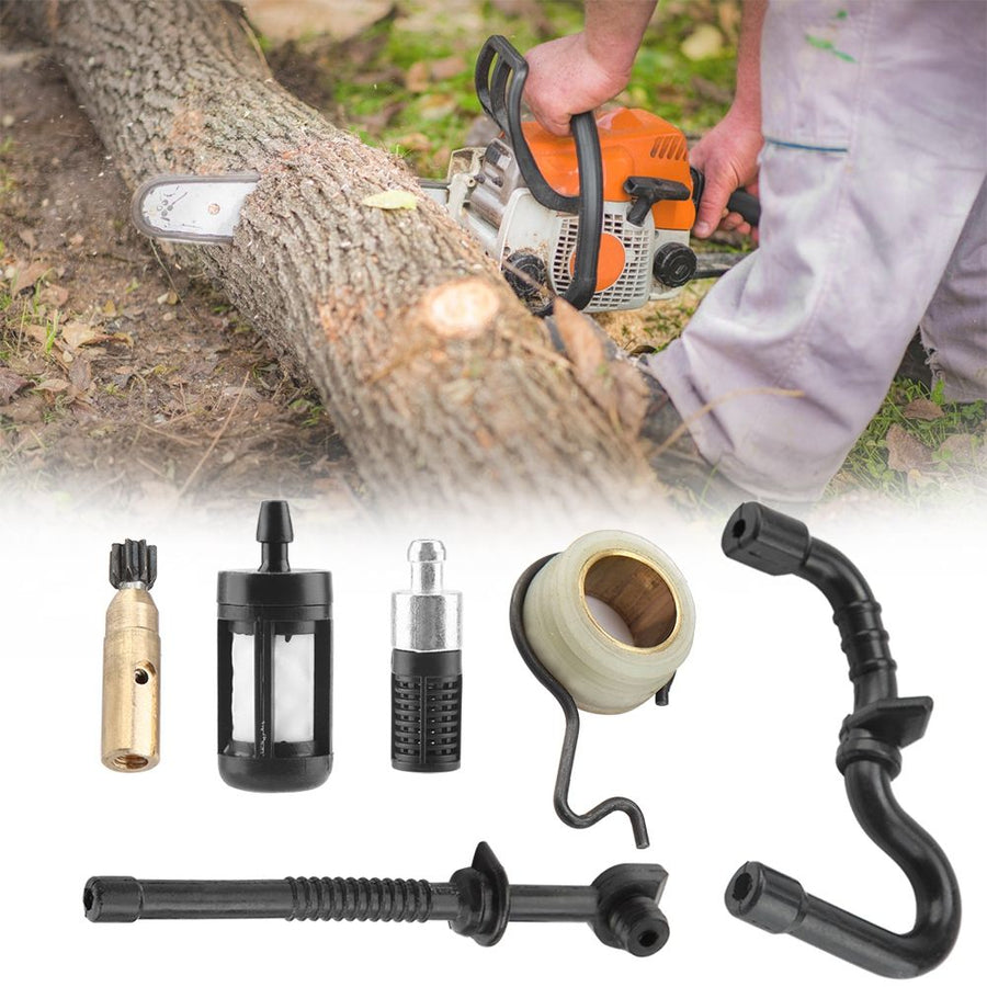 For Stihl MS180 MS170 018 017 Chainsaw Oil Pump Worm Gear Fuel Hose Filter Kit