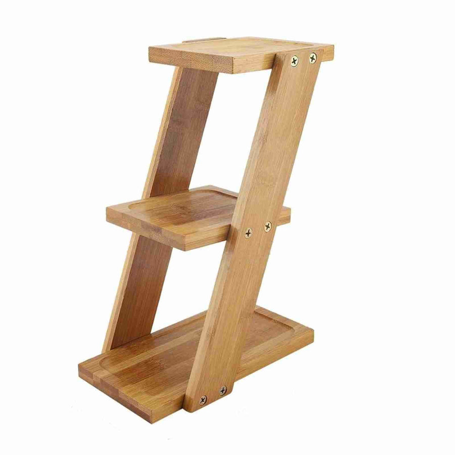 3 Tiers Bamboo Desktop Potted Plant Flower Holder Storage Rack Shelf