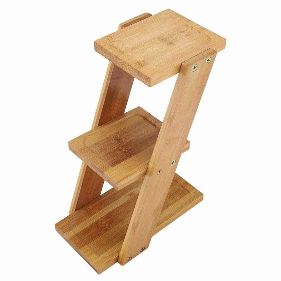 3 Tiers Bamboo Desktop Potted Plant Flower Holder Storage Rack Shelf