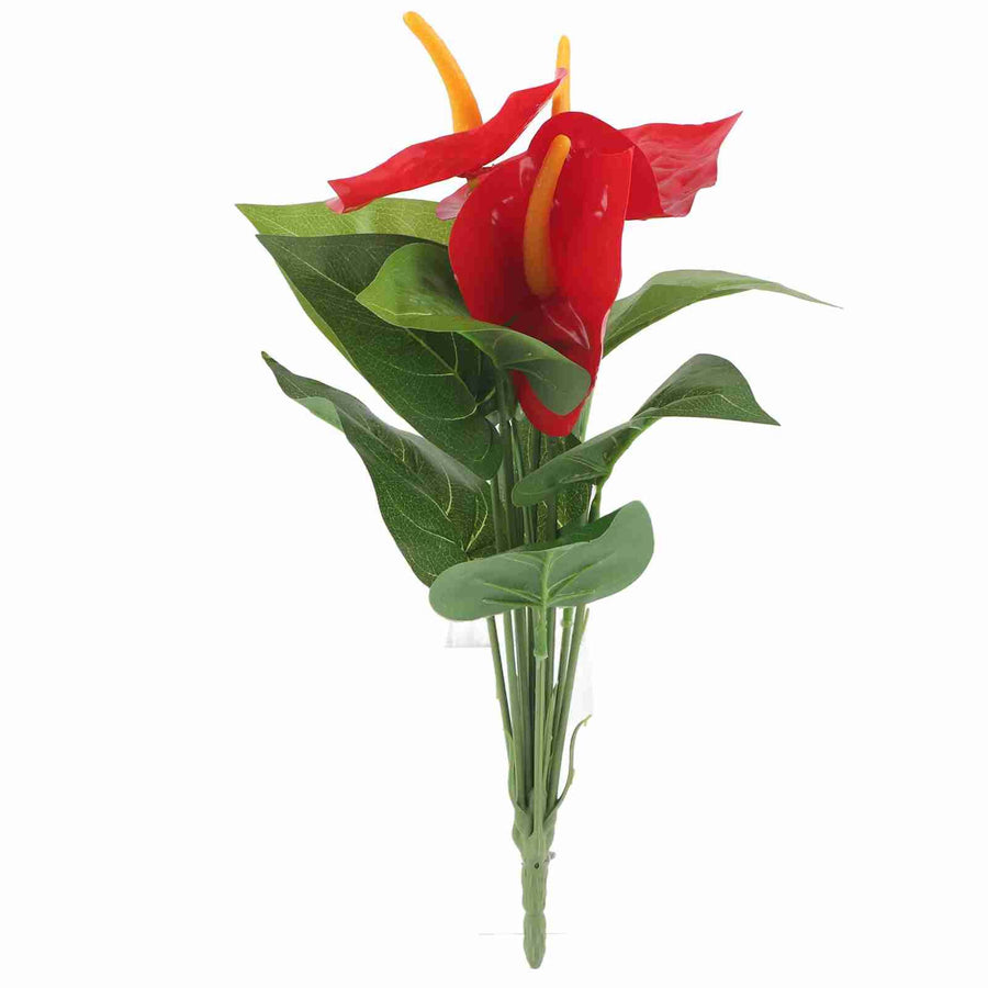 Plastic Artificial Plant Fake Red Anthurium Flowers Bouquet Wedding Home Garden Decor