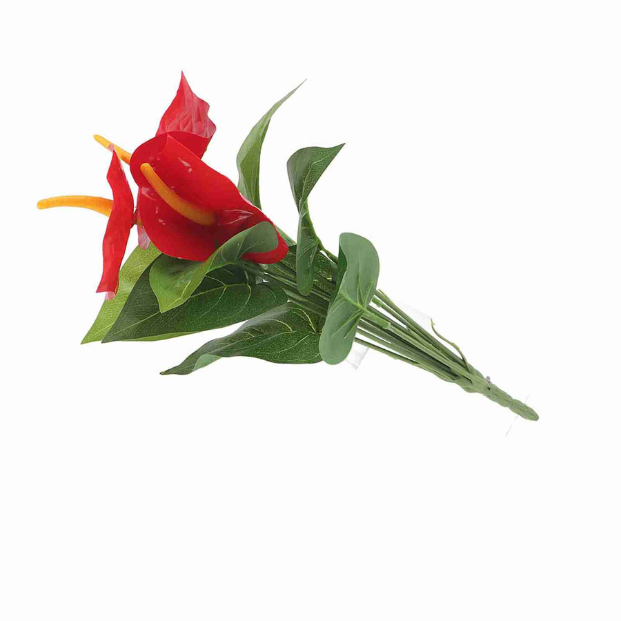 Plastic Artificial Plant Fake Red Anthurium Flowers Bouquet Wedding Home Garden Decor