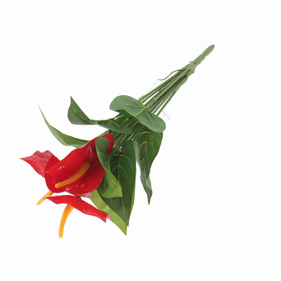 Plastic Artificial Plant Fake Red Anthurium Flowers Bouquet Wedding Home Garden Decor