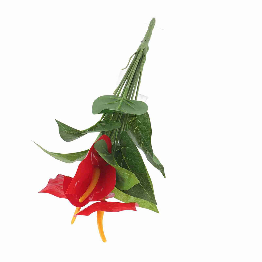 Plastic Artificial Plant Fake Red Anthurium Flowers Bouquet Wedding Home Garden Decor