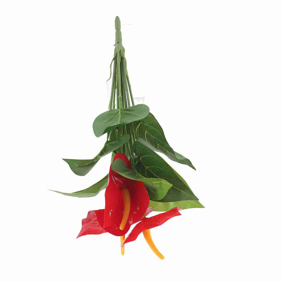 Plastic Artificial Plant Fake Red Anthurium Flowers Bouquet Wedding Home Garden Decor