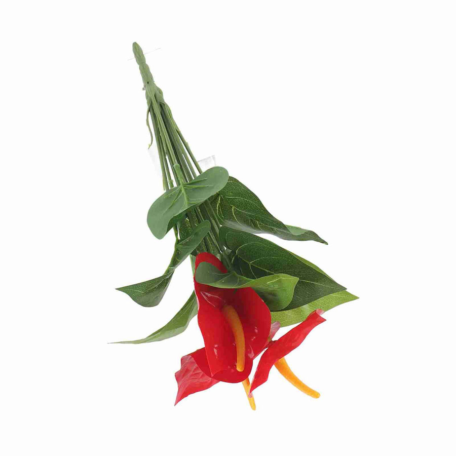 Plastic Artificial Plant Fake Red Anthurium Flowers Bouquet Wedding Home Garden Decor