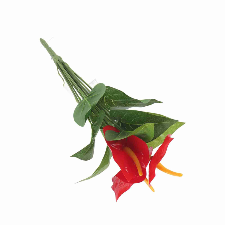 Plastic Artificial Plant Fake Red Anthurium Flowers Bouquet Wedding Home Garden Decor