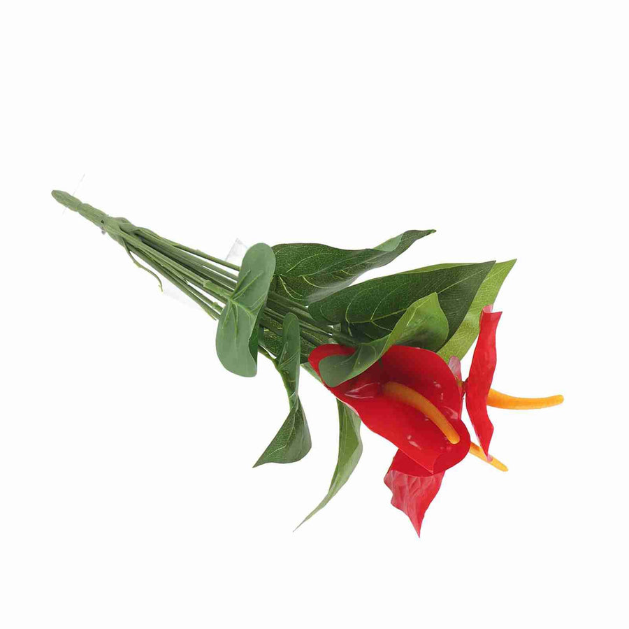 Plastic Artificial Plant Fake Red Anthurium Flowers Bouquet Wedding Home Garden Decor