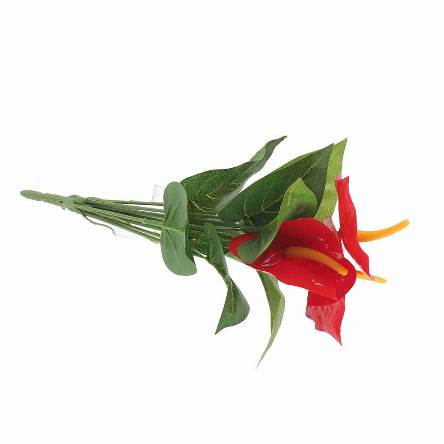 Plastic Artificial Plant Fake Red Anthurium Flowers Bouquet Wedding Home Garden Decor
