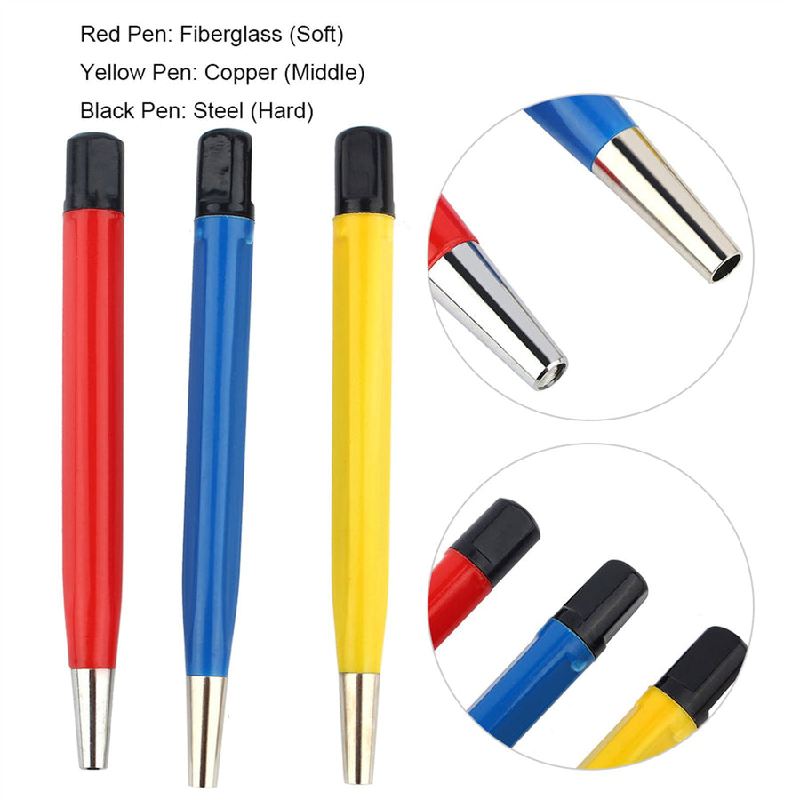 3pcs Fiberglass Scratch Brush Pen Set Watch Repair Rust Remove Clean Tool