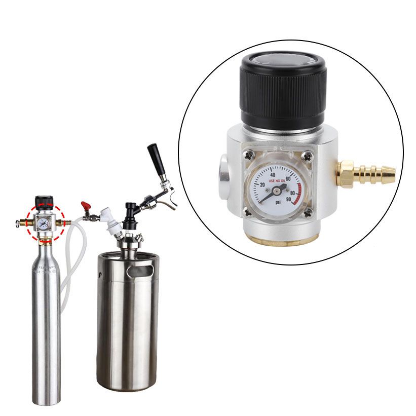CO2 Mini Gas Regulator T21 * 4 Soda Pressure Gauge Wire CO2 Charger Kit 0-90 PSI( for European)