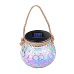 Solar Outdoor Decorative Lights LED Patio Cracked Mason Jar Hanging Lights Glass Jar Light