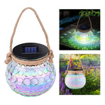 Solar Outdoor Decorative Lights LED Patio Cracked Mason Jar Hanging Lights Glass Jar Light