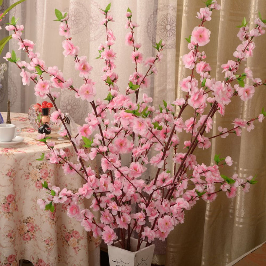 1.25m Artificial Peach Blossom Lifelike Fade Resistance Peach Blossom Stems for Vase Home Decor Pink