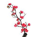 Artificial Plum Blossom Faux Flowers Long Stem Silk Simulation Plum Blossom Branch Decoration for Home Wedding Party Red