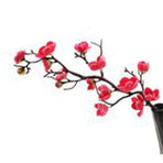Artificial Plum Blossom Faux Flowers Long Stem Silk Simulation Plum Blossom Branch Decoration for Home Wedding Party Red
