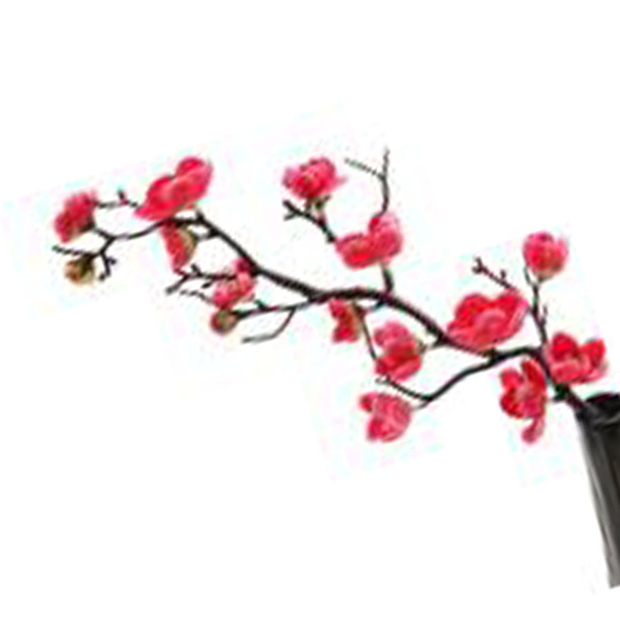 Artificial Plum Blossom Faux Flowers Long Stem Silk Simulation Plum Blossom Branch Decoration for Home Wedding Party Red