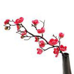 Artificial Plum Blossom Faux Flowers Long Stem Silk Simulation Plum Blossom Branch Decoration for Home Wedding Party Red