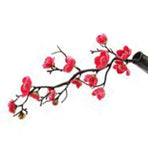 Artificial Plum Blossom Faux Flowers Long Stem Silk Simulation Plum Blossom Branch Decoration for Home Wedding Party Red