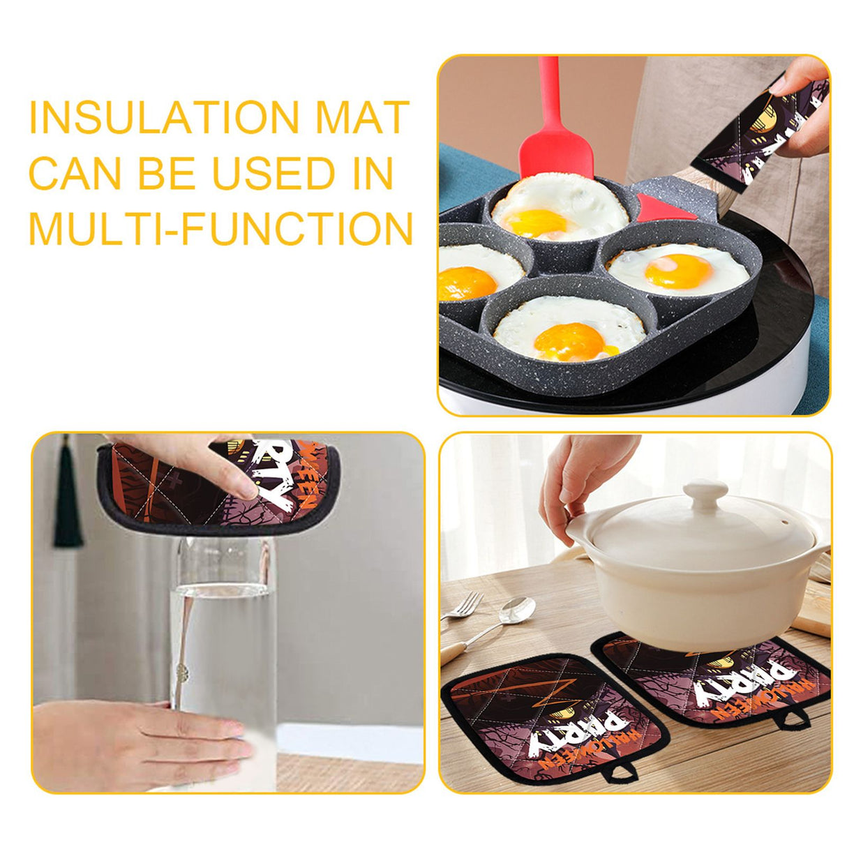 Halloween Baking Insulation Gloves Oven Microwave Oven Gloves Mat Set
