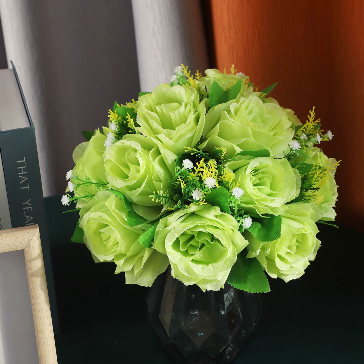 Flower Balls Bouquet Silk Cloth Simulation Bouquet Prop for Car Auditorium Hall Decoration Green