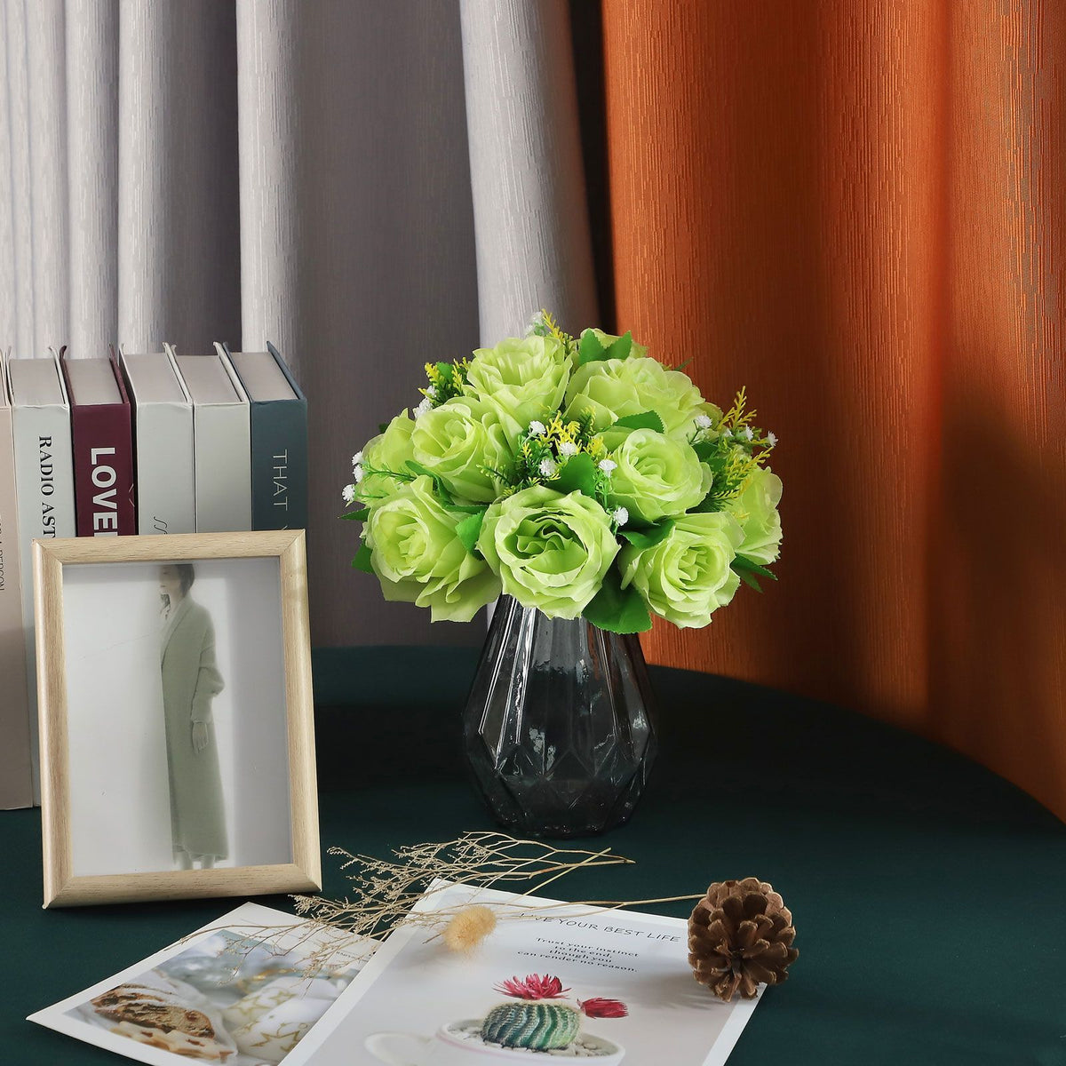 Flower Balls Bouquet Silk Cloth Simulation Bouquet Prop for Car Auditorium Hall Decoration Green