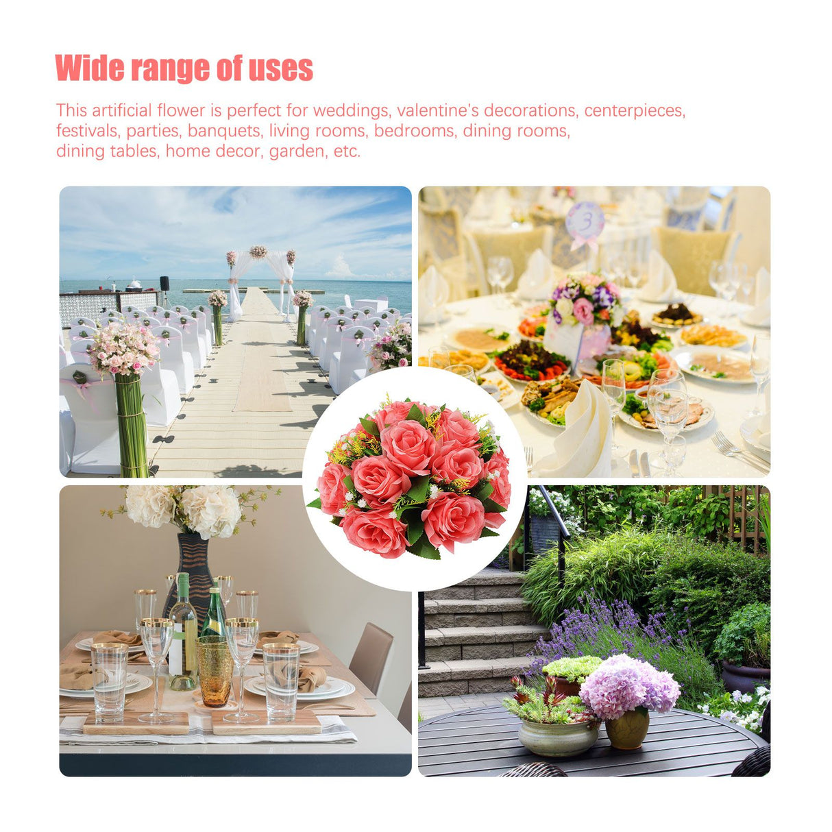 Flower Balls Bouquet Silk Cloth Simulation Bouquet Prop for Car Auditorium Hall Decoration Green