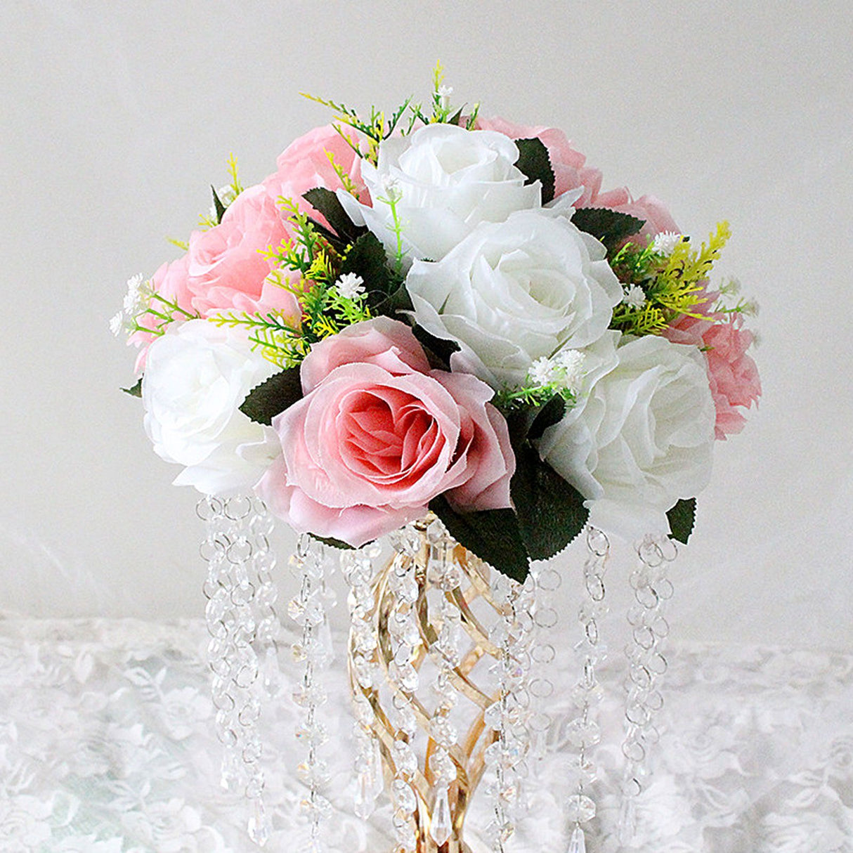 Flower Balls Bouquet Silk Cloth Simulation Bouquet Prop for Car Auditorium Hall Decoration Green