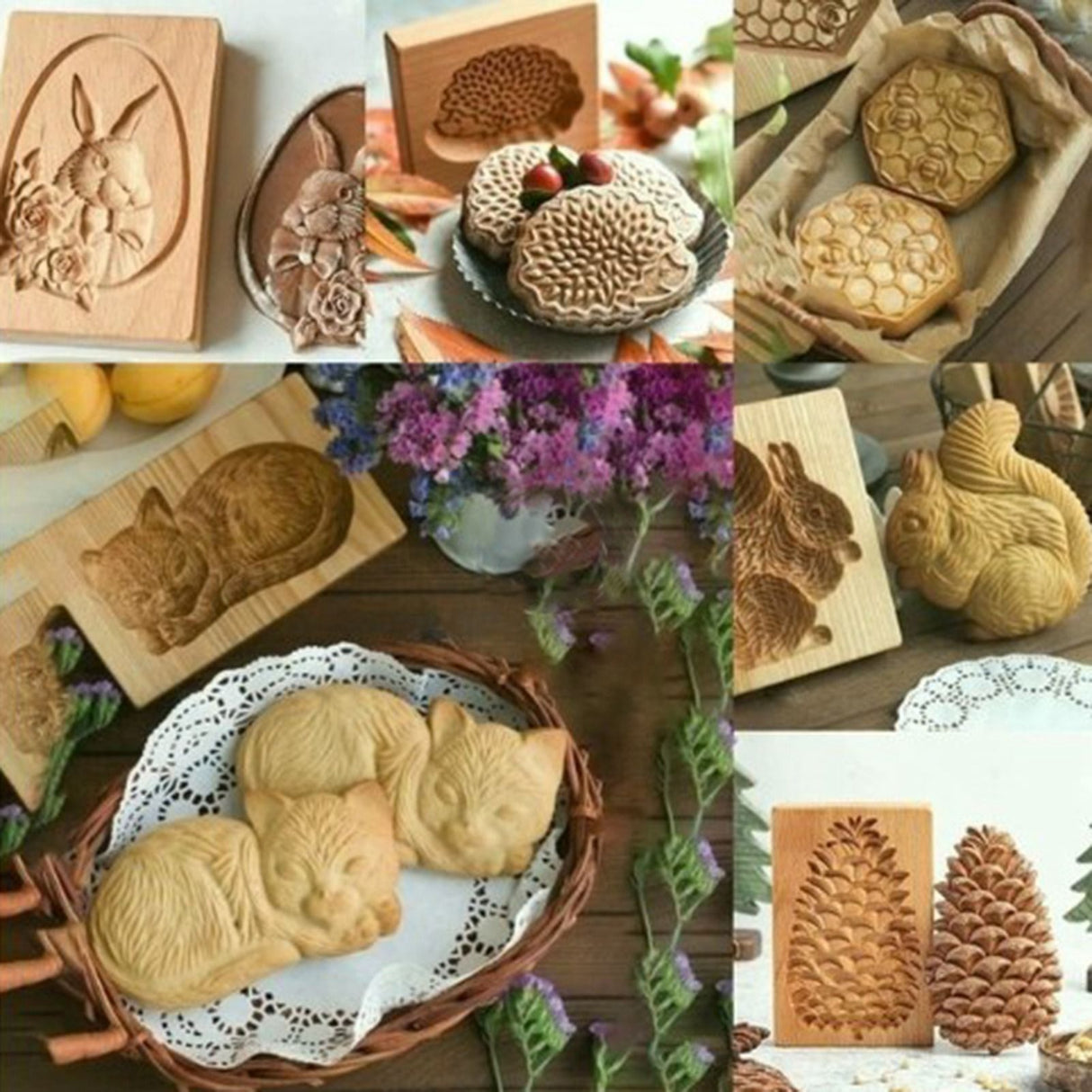 Cookie Embossing Molds Wooden Cookie Molds Biscuit Press Stamp Mold Baking Tools