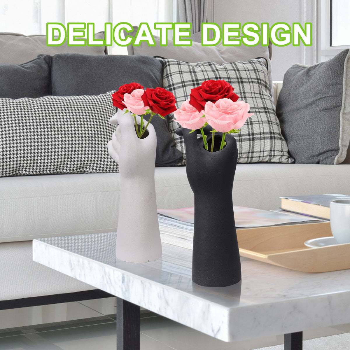 Table Vase White Color 10cm Long Ceramic Vases Decorative