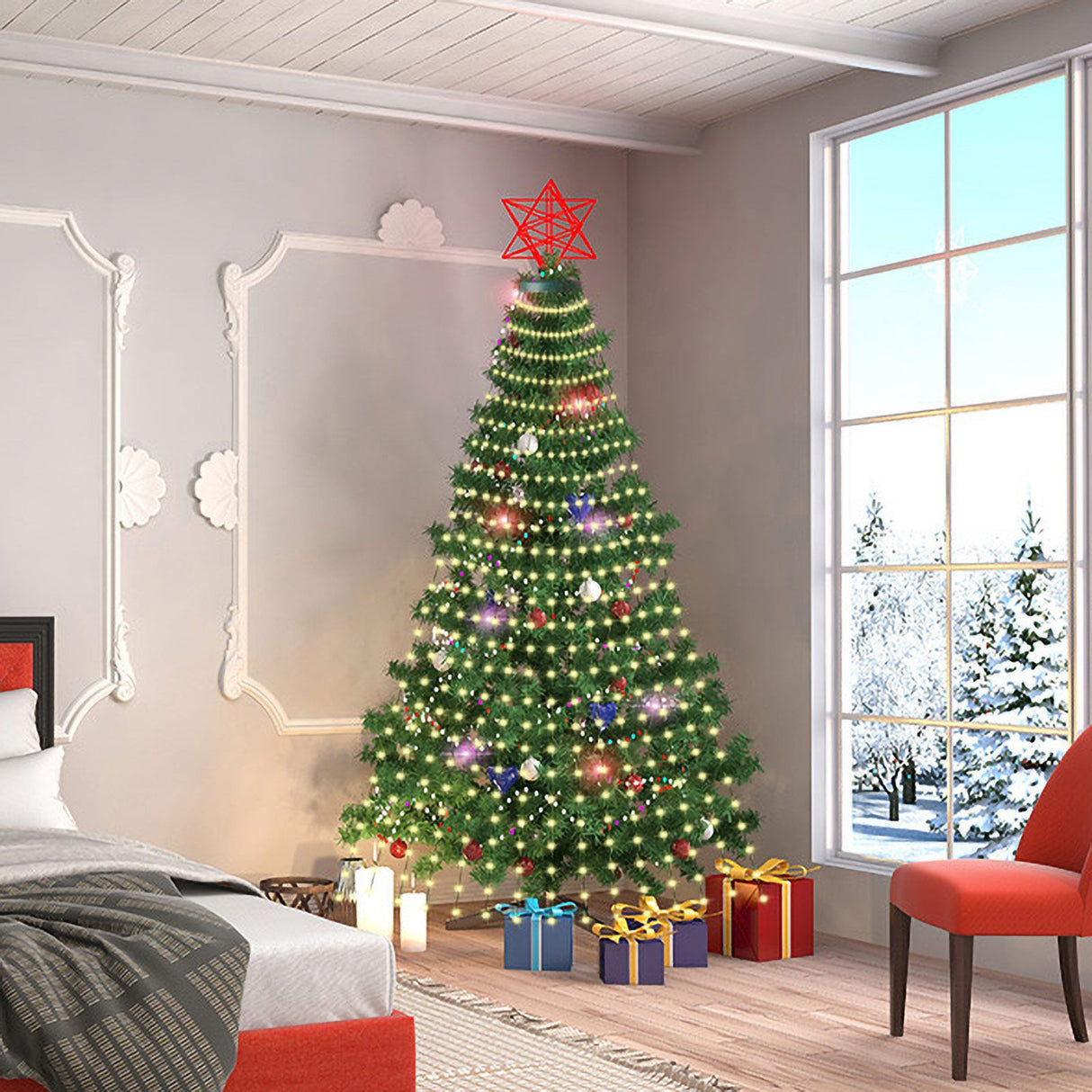 Christmas Tree Decorative Lights String Garden Layout Waterfall Lights Party Camping Atmosphere Lights LED Water Lights