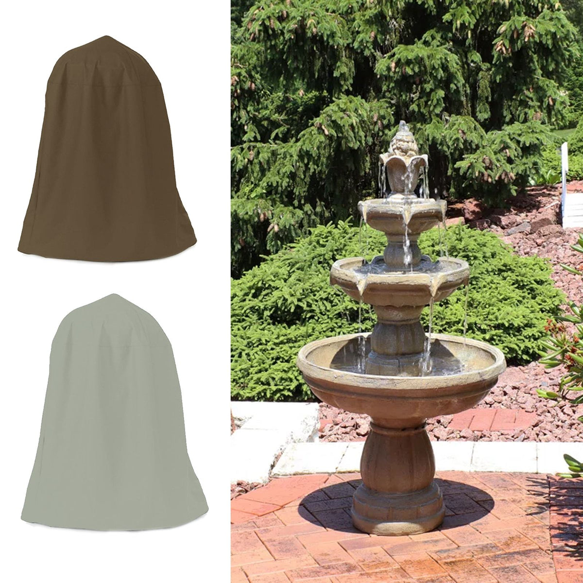 Garden Fountain Statue Protective Cover Silver Coated Oxford Cloth Waterproof Windproof Fountain Protector
