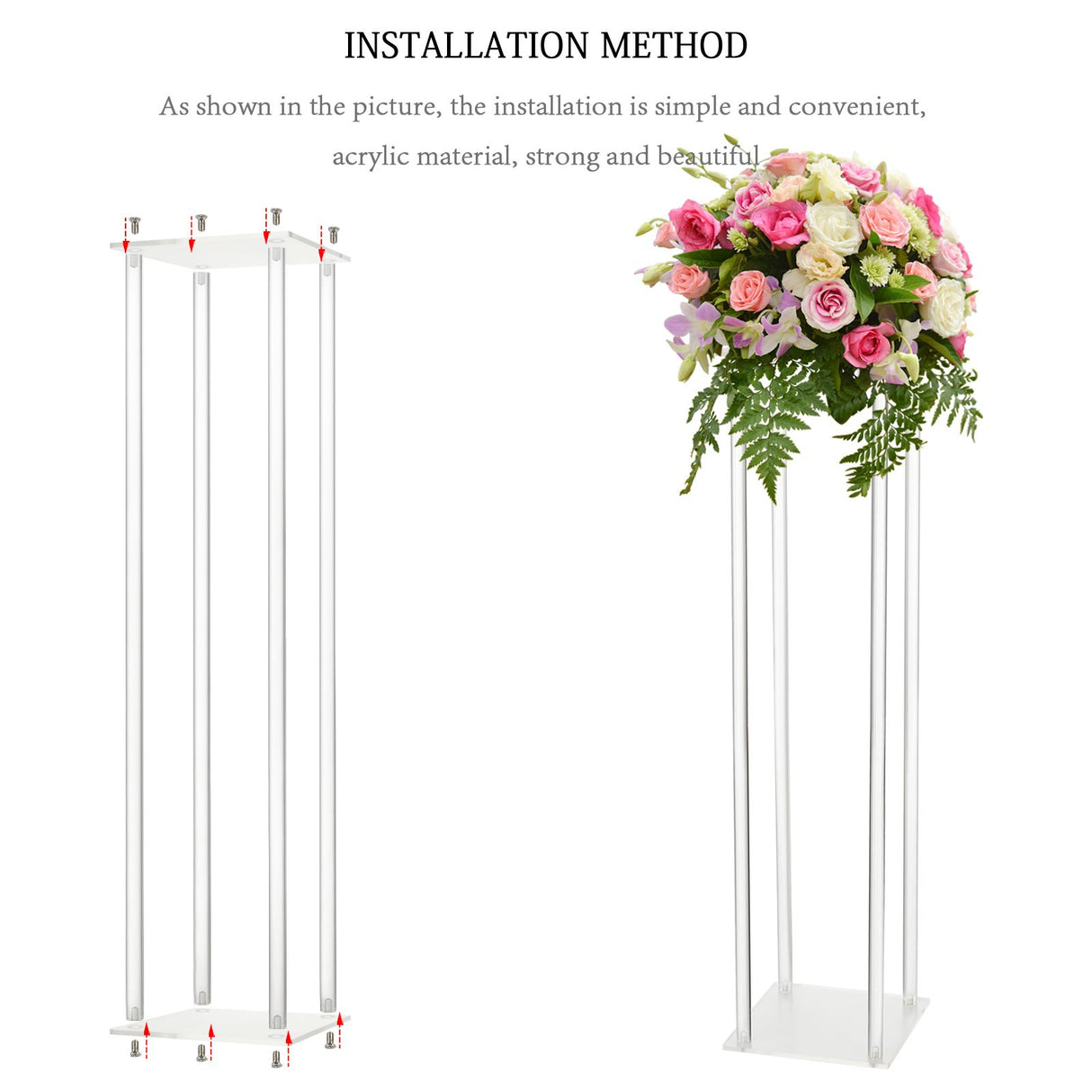 Wedding Acrylic Road Lead Flower Stand Cylinder Vase Flower Arrangement Wedding Decoration