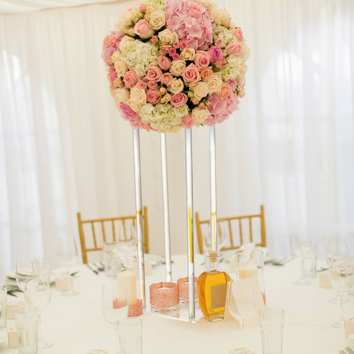 Wedding Acrylic Road Lead Flower Stand Cylinder Vase Flower Arrangement Wedding Decoration