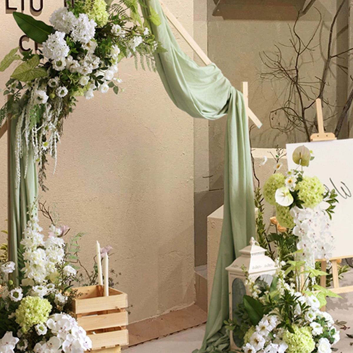 Arch Drapery Tulle Curtains Outdoor Wedding Arch Background Party Photography Veil