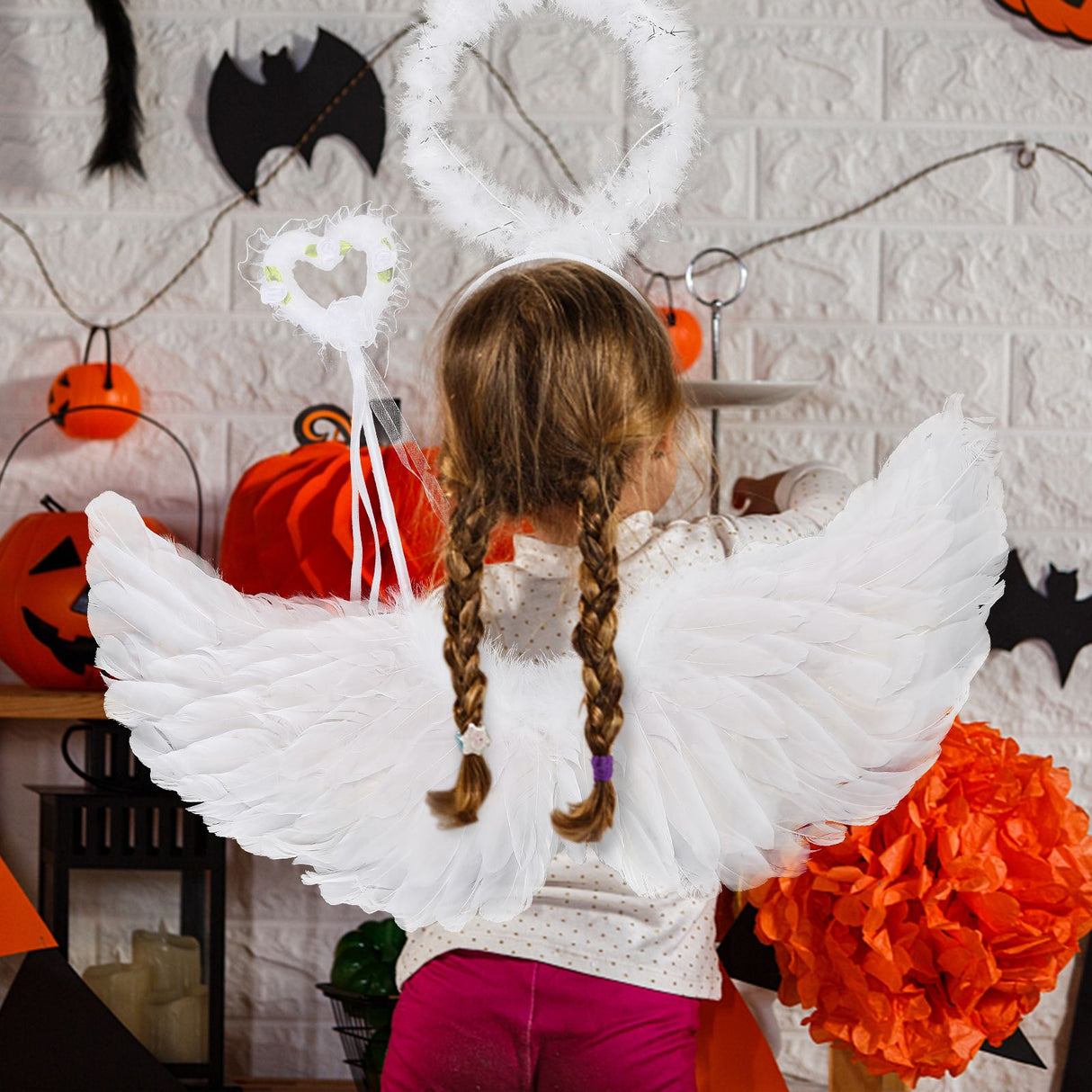 Glowing Angel Wings with LED String Lights Halloween Party Cosplay Costume Accessories Props