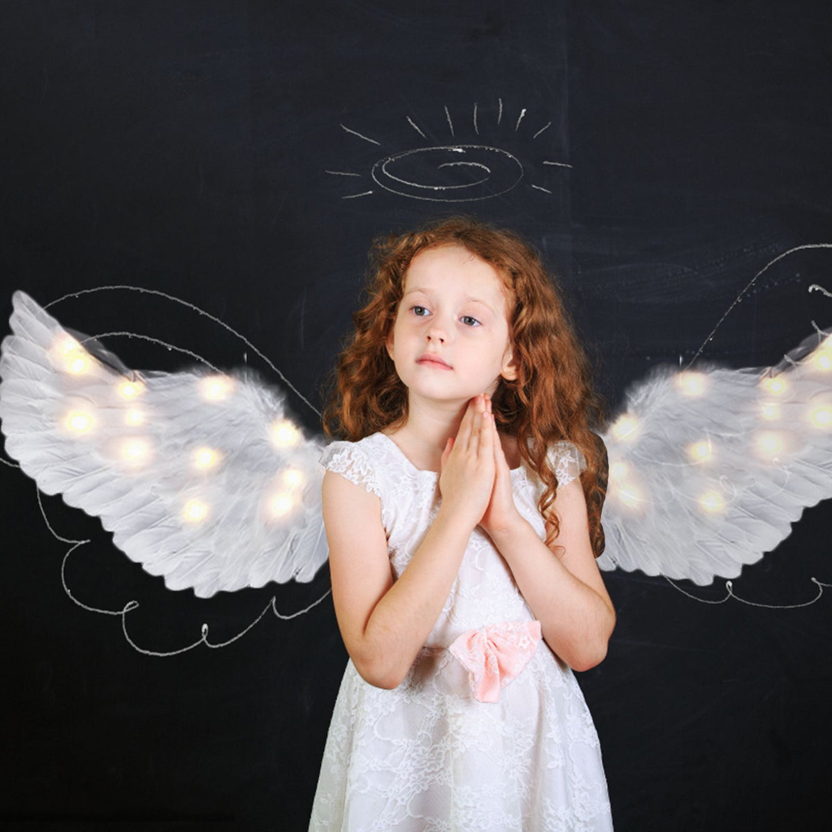 Glowing Angel Wings with LED String Lights Halloween Party Cosplay Costume Accessories Props