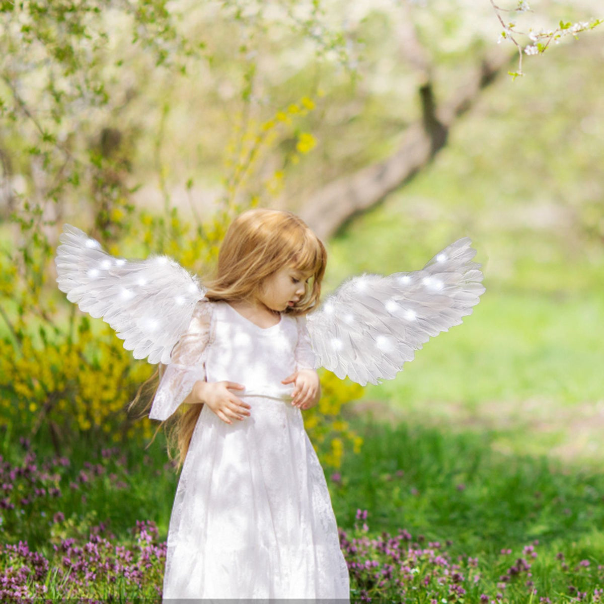 Glowing Angel Wings with LED String Lights Halloween Party Cosplay Costume Accessories Props