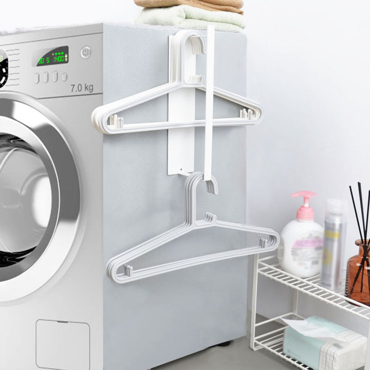 Washing Machine Side Hanger Non Punching Magnetic Hanger Storage Rack
