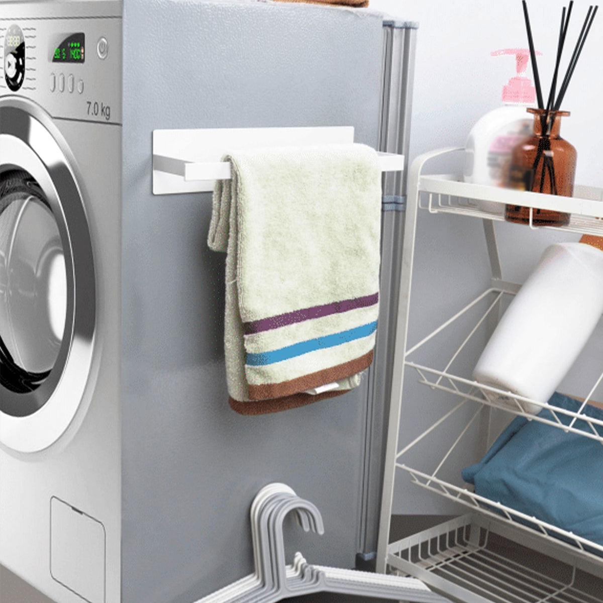Washing Machine Side Hanger Non Punching Magnetic Hanger Storage Rack