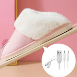 Women Heated Slipper USB Constant Temperature 50 Degrees Electric Foot Warmer Shoes for Winter Cold Weather - Low Angle