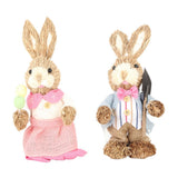 2PCS Easter Bunny Ornament Cute Rustic Simulation Rabbit Doll Home Party Supplies 23cm - 45-Degree Angle