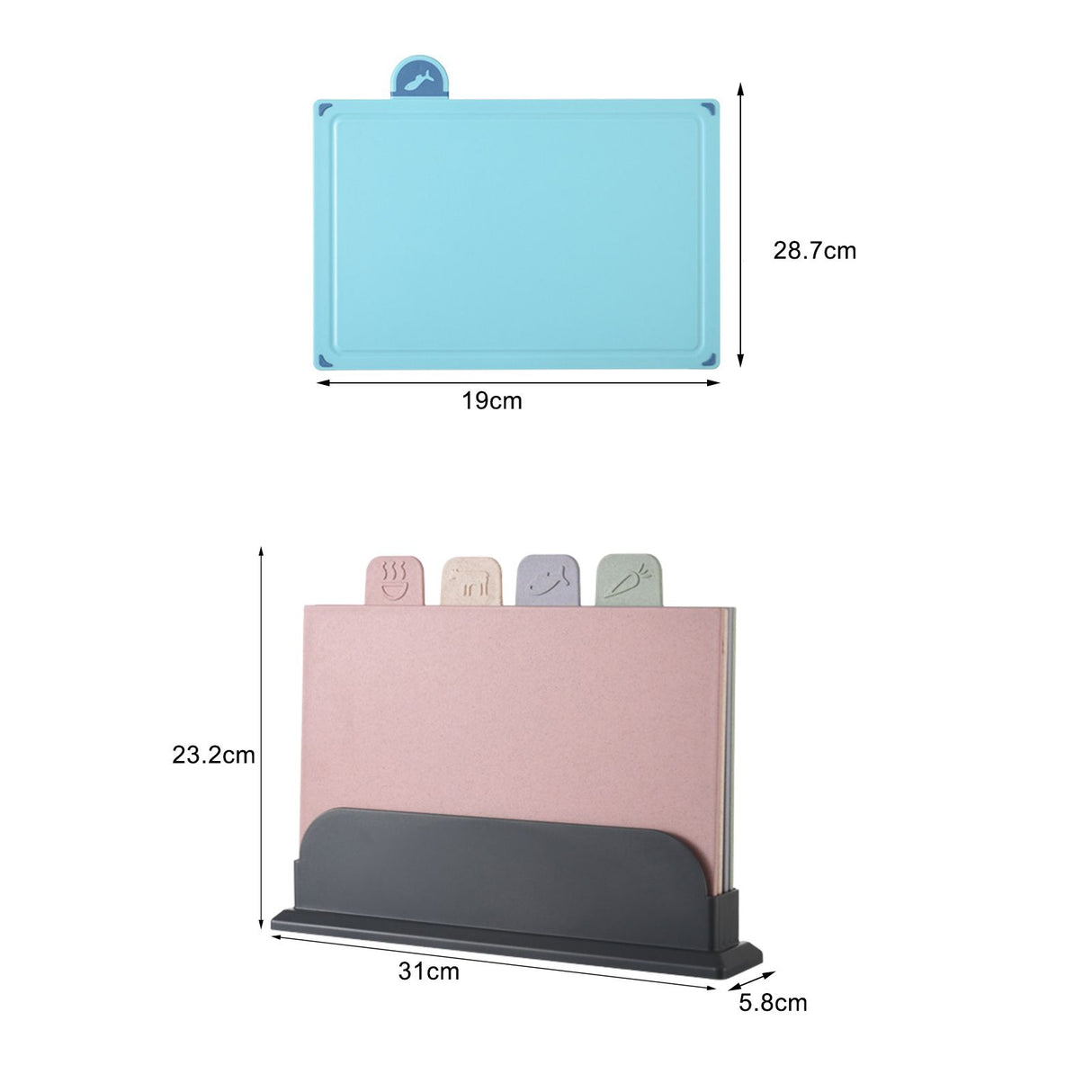 4 Pcs Creative Complementary Food Special Wheat Straw Cutting Board PP Plastic Cutting Board Cutting Board