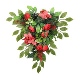 Red Tea Bud Hydrangea Upside down Tree PVC Green Plant Door Hanging Home Decoration