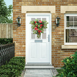 Red Tea Bud Hydrangea Upside down Tree PVC Green Plant Door Hanging Home Decoration