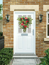 Red Tea Bud Hydrangea Upside down Tree PVC Green Plant Door Hanging Home Decoration - Extra Image