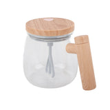 Automatic Stirring Coffee Mug with Transparent Lid Beige White 350ml 400mAh IPX6 Type C Touch Switch Electric Mixing Cup for Coffee Milk - Front View