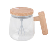 Automatic Stirring Coffee Mug with Transparent Lid Beige White 350ml 400mAh IPX6 Type C Touch Switch Electric Mixing Cup for Coffee Milk